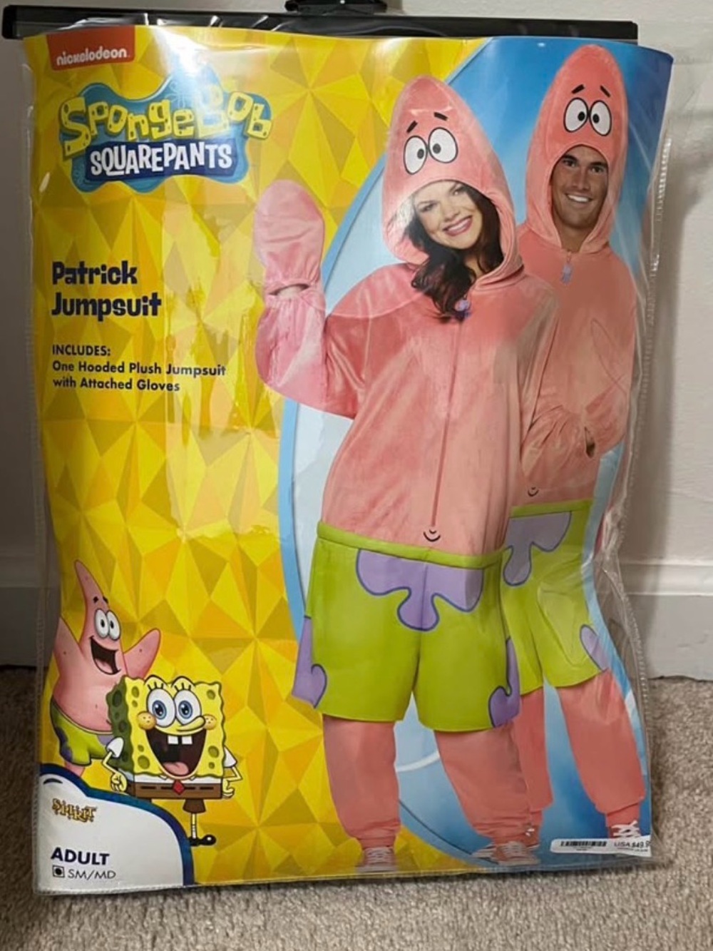 Unisex Adult SpongeBob Squarepants Patrick Star Plush Costume -Pink & Lime Green